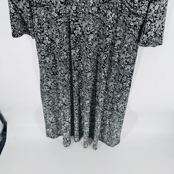 Lane Bryant Black White Floral Maxi Dress 22/24 Plus Wrap Style Long Sleeve - Picture 7 of 12